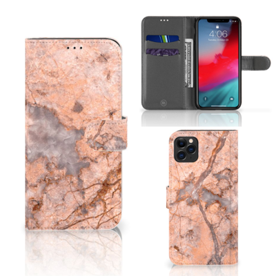 Apple iPhone 11 Pro Max Bookcase Marmer Oranje Apple iPhone 11 Pro Max Bookcase Marmer Oranje