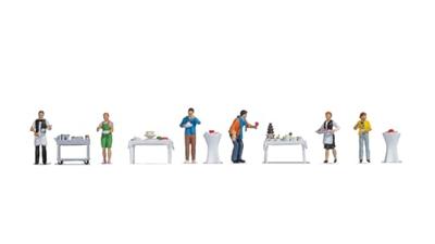 NOCH 16277 H0 Buffetset 3 figuren Geverfd, Staand