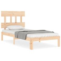 Bedframe met hoofdbord massief hout - thumbnail