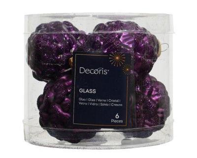 Dennenappel glas d5h7 cm vijg 6 st Decoris - Decoris