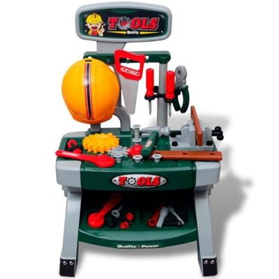 Speelgoedwerkbank met gereedschap voor kinderen kinderkamer groen + grijs Speelgoedwerkbank met gereedschap voor kinderen kinderkamer groen + grijs