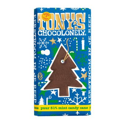 Chocolade Tony's Chocolonely puur mint candy cane 180gr | 15 stuks