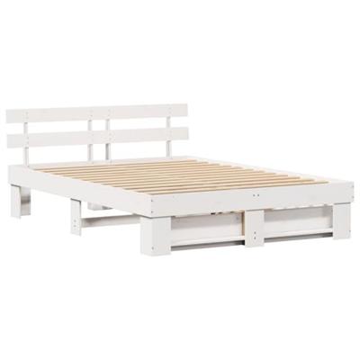 Bedframe met hoofdeinde Wit 160 x 200 cm Massief grenenhout