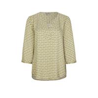 comma casual identity geweven top met grafische print lichtgroen/ecru - thumbnail