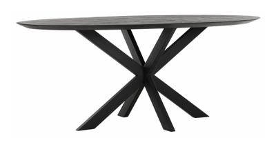 DTP Home Ovale Eettafel 'Shape' Teakhout, 200 x 100cm, kleur Zwart