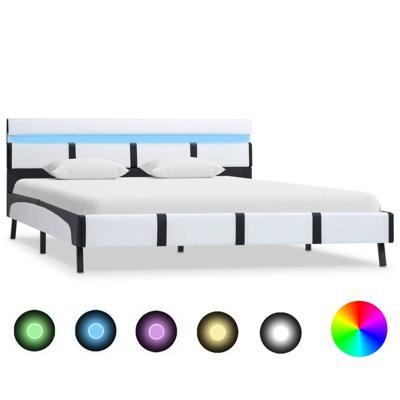 Bedframe met LED kunstleer wit 160x200 cm Bedframe met LED kunstleer wit 160x200 cm