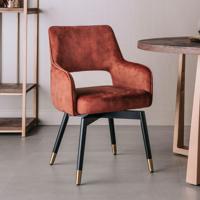 Tower Living Draaibare Eetkamerstoel 'Lenno' Velvet, kleur Koper - thumbnail