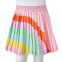 Kinderrokje geplooid met regenboogprint 128 lichtroze - thumbnail
