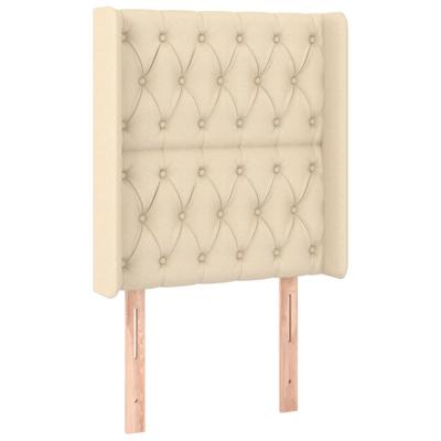 Hoofdbord met randen 83x16x118/128 cm stof crèmekleurig