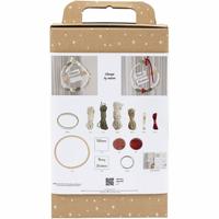Creativ Company Hobbyset macramé, kerstkrans, mosgroen, kerstrood, off-white, 1 doos - thumbnail