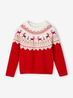 Jacquard meisjestrui voor de kerst rood - thumbnail