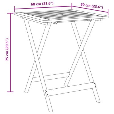 3-delige Bistroset stof en massief hout beige