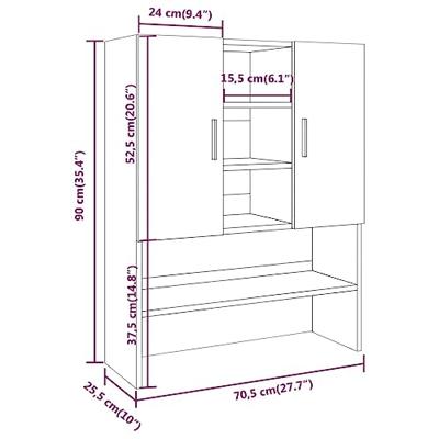 Wasmachinekast 70,5x25,5x90 cm gerookt eikenkleurig - thumbnail
