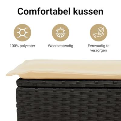 7-delige Tuinset met kussens poly rattan zwart - thumbnail