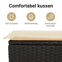 6-delige Loungeset met kussens poly rattan zwart - thumbnail