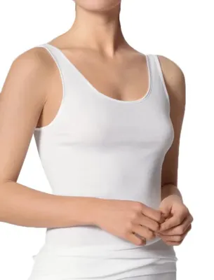 Dames singlet / Hemd - 32286 - Biologisch katoenen onderhemd - Brede bandjes - Wit - Zwart - Huidskleur