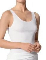 Dames singlet / Hemd - 32286 - Biologisch katoenen onderhemd - Brede bandjes - Wit - Zwart - Huidskleur - thumbnail