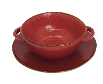 Soepkom met Ontbijbord - Rood