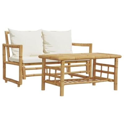 2-delige Loungeset met kussens bamboe - thumbnail