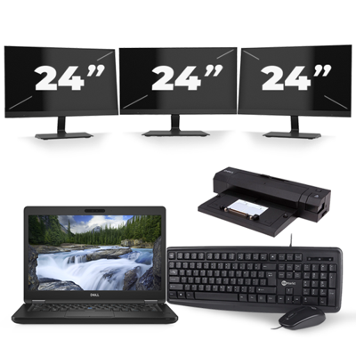 Dell Latitude 5491 - Intel Core i5-8e Generatie - 14 inch - 16GB RAM - 256GB SSD - Windows 11 + 3x 24 inch Monitor