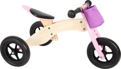Small Foot - houten driewieler en loopfiets 2in1 maxi roze