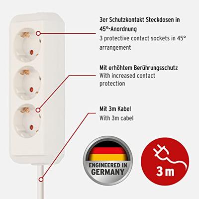 Brennenstuhl Eco-Line 3-voudig wit 3m H05VV-F 3G1,5 - 1158610030
