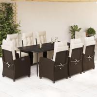 9-delige Tuinset met kussens poly rattan bruin - thumbnail