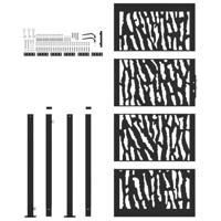 Poort met sporenontwerp 105x205 cm staal zwart - thumbnail