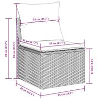 5-delige Loungeset met kussens poly rattan zwart - thumbnail