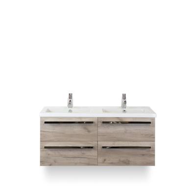 Seville Badmeubelset 120 cm - 4 laden Craft Oak - Wastafel Djazz Dubbel