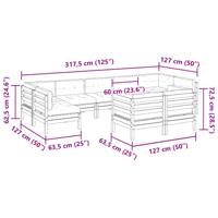9-delige Loungeset met kussens massief grenenhout wasbruin - thumbnail