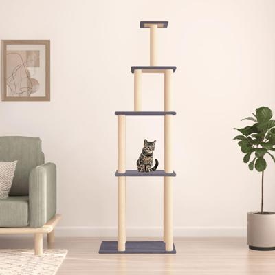 VidaXL Kattenmeubel met sisal krabpalen 183 cm donkergrijs