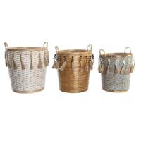 Basket spelset DKD Home Decor Multicolour Bamboe (3 Onderdelen) - thumbnail