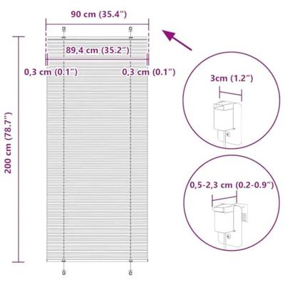 Pliss rolgordijn 90x200 cm stofbreedte 89,4 cm bordeauxrood