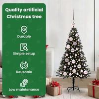 VidaXL Kerstboom met 150 led met standaard zwart 120 cm pvc - thumbnail