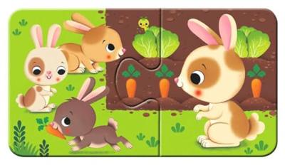 Ravensburger dieren en hun kleintjes puzzel, 9x2st.