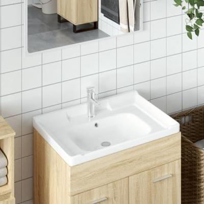VidaXL Wastafel rechthoekig 61x48x23 cm keramiek wit