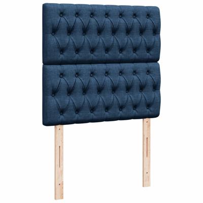 Boxspring met matras stof blauw 90x190 cm