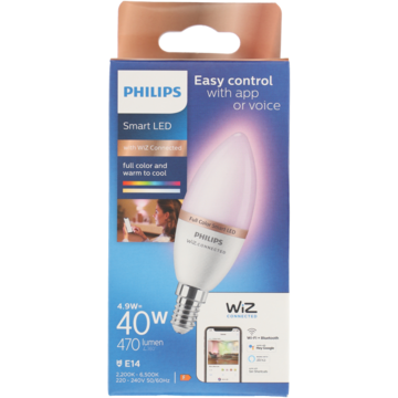 Ledlamp Philips Wiz Full Colors F 40 W 4,9 W E14 470 lm (2200-6500 K)