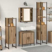 Badkamermeubelset met plank met opslag 4 pcs Bruin Bewerkt hout - thumbnail