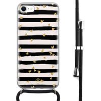 iPhone SE 2020 hoesje met koord - Hart streepjes - thumbnail