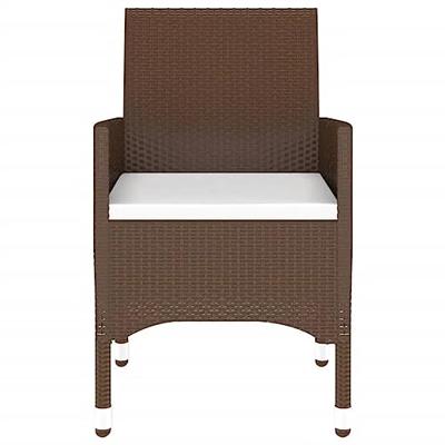 3-delige Bistroset poly rattan en gehard glas bruin