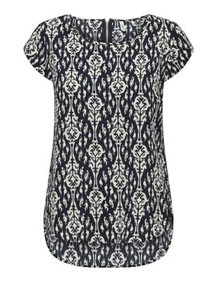Only Onlvic S/s Aop Top Noos Wvn T-shirt Korte Mouw Total Eclipse Felina Simple Etchnic