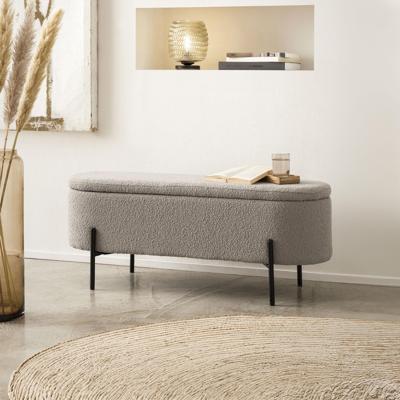 Artistiq bankje 'Clent' 110cm, Bouclé, kleur taupe