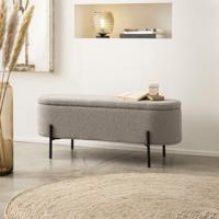 Artistiq bankje 'Clent' 110cm, Bouclé, kleur taupe - thumbnail