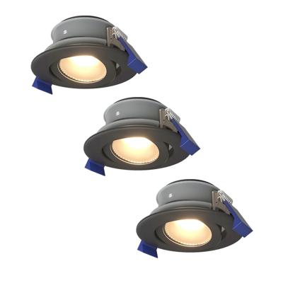 Set van 3 Lima LED inbouwspots - 4 Watt 345 Lumen - 4000K neutraal wit - GU10 - Dimbaar - Rond - Kantelbaar - IP65 Waterdicht - Zwart - Voor binnen, buiten en badkamer