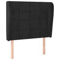 Hoofdbord met randen 83x23x118/128 cm fluweel zwart - thumbnail