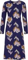 Lang marineblauw nachthemd bloemen - thumbnail