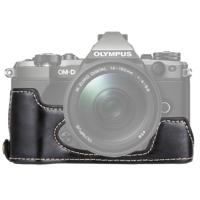 1/4 inch draad PU leder Camera Half Case Base voor Olympus EM5 / EM5 Mark II (zwart) - thumbnail