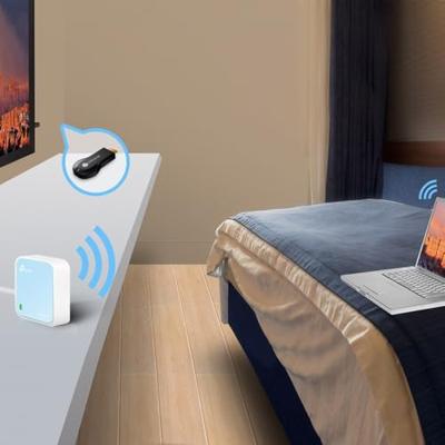 TP-Link TL-WR802N N300 WLAN Nano Router (draagbaar, accesspoint, tv-adapter, repeater, router, client, 300 Mbit/s (2,4GHz), media, FTP server), blauw/wit